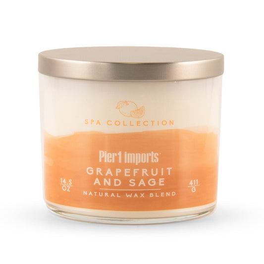 Pier 1 Spa Collection Grapefruit & Sage Filled 3-Wick Candle