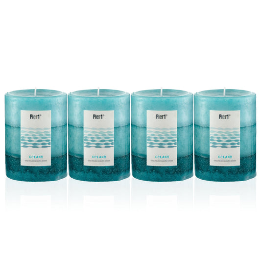 Pier 1 Oceans Layered Pillar Set of 4 Candles